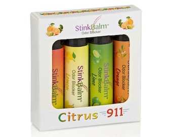 Zestaw prezentowy balsamu do nosa o zapachu cytrusów – StinkBalm 4 sztuki