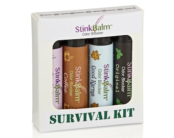 StinkBalm Geruchsblocker Nasenbalsam Survival Kit - Lavendel, Kaffee, Good Karma, Original