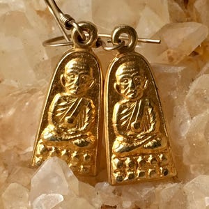 Buddha Earrings, 18K Gold Vermeil Earrings, Spiritual Jewelry, Boho Earrings, Yoga Earrings, Yoga Jewelry, Meditation Jewelry,