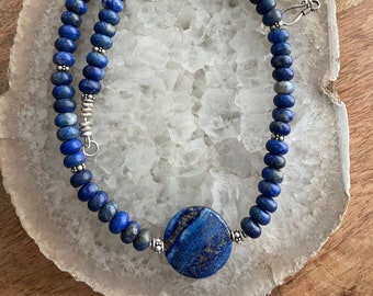 Lapis Lazuli Necklace, Hill Tribe Silver, Boho Necklace, Statement Necklace, Boho Jewelry, OOAK Necklace, Lapis Lazuli Jewelry