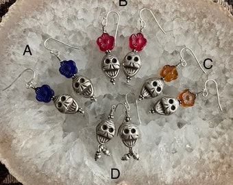 Silver Hill Tribe Skull Earrings, DOD Earrings, Halloween Earrings, Boho Earrings, Silver Earrings, Day of the Dead Earrings, Skull Earrings