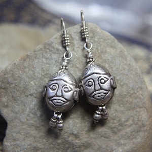 Silver Buddha Earrings: Yoga Jewelry, OOAK Statement Earrings