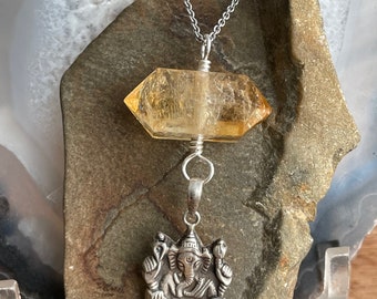 Talisman, Citrine Talisman, Ganesh Talisman, Boho Necklace, Boho Jewelry, Yoga necklace, Yoga jewelry, Ganesh Necklace, Citrine Necklace