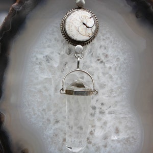 Talisman Silver Framed Naga Conch Double Terminated Quartz Crystal Talisman Necklace image 3