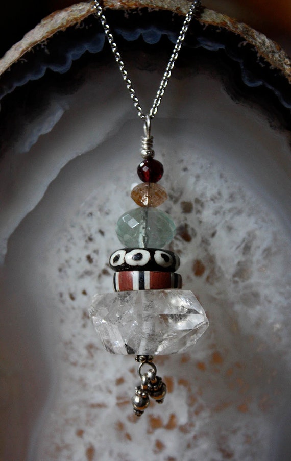 Talisman Olive Enamel Diamond Necklace