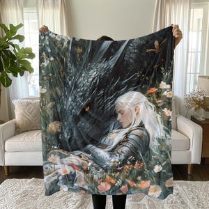 Throne of Glass Blanket, Manon and Abraxos Art, TOG Plush Throw Blanket, Fantasy Bookish Decor, Throne of Glass Merch, TOG Throw Blanket
