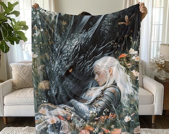 Throne of Glass Blanket, Manon and Abraxos Art, TOG Plush Throw Blanket, Fantasy Bookish Decor, Throne of Glass Merch, TOG Throw Blanket