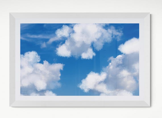 Cloud Abstract Art Print, Dreamy Sky Painting, Nature Inspired Wall Decor, Soft Color Palette