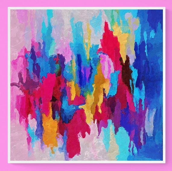 Vibrant Abstract Digital Wall Art with Palette Knife Strokes
