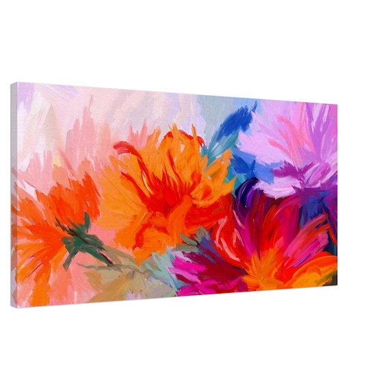 Botanical Ballet Canvas Art - Colorful Abstract Floral Movement - 50cm x 100cm
