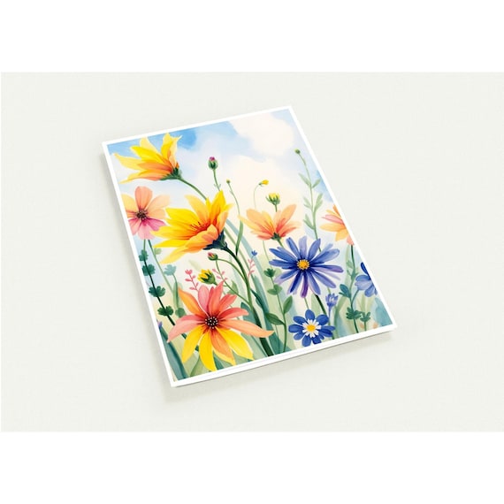 Wildflower Whimsy: Personalized Greeting Card Pack - Set of 10 - 10.5 x 14.8 cm