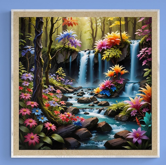 AI-Generated Fantasy Landscape Art Print for Whimsical Decor and Unique Gifts