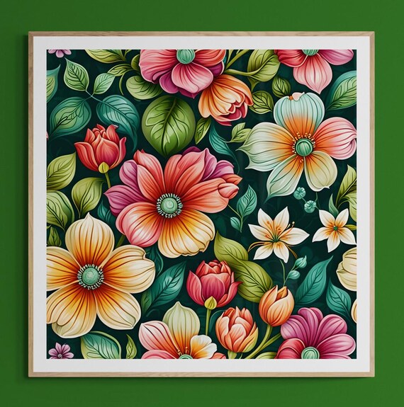 Digital English Floral Seamless Pattern Background for Commercial Use