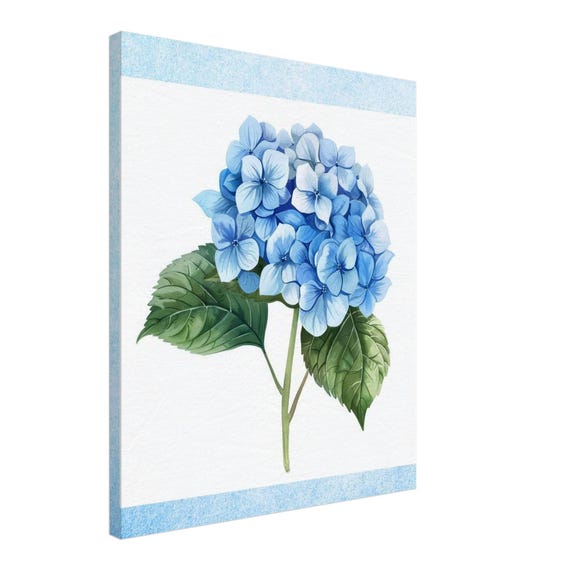 Blue Hydrangea Watercolor Canvas Print - 50cm x 60cm