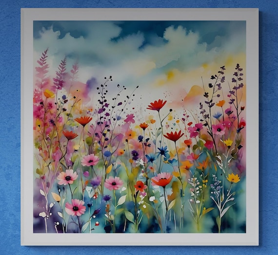 Watercolor Art Pastel Wildflower Wall Art - Digital Download