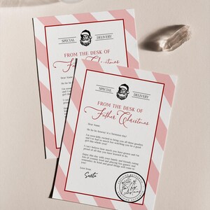 Carta Editable de Papa Noel Carta Personalizada DIY Imprimir en Casa San Nicolás Regalo de Navidad para Niños Carta Infantil