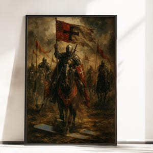 Medieval Crusader Knight Poster - Knights Templar Wall Art - Crusader Knight History Poster - Medieval Knight Wall Art - History Poster