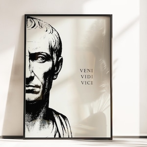 Veni Vidi Vici Poster – Minimalist Roman Art - Ancient Rome Wall Art - Julius Caesar Poster - Roman Empire Wall Art - Julius Caesar Wall Art