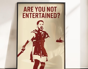 Póster minimalista de la película Gladiador - Póster retro de la película Gladiador - Arte mural de Gladiador romano - Póster con frase de película - Impresión de póster de la Antigua Roma