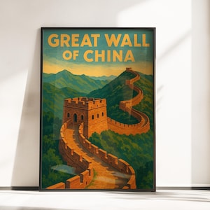 Great Wall of China Vintage Travel Poster - Retro Great Wall of China Wall Art - Retro China Travel Poster - Great Wall of China Art Print