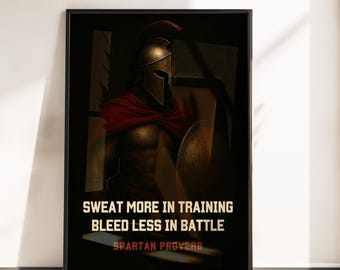 Spartan Warrior Poster - Motivational Quote Wall Art - Vintage Sparta Poster Print - Motivational Spartan Soldier Poster - Minimalist Poster