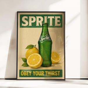 Vintage Sprite Poster - Retro Soda Art - Vintage Lemon Soda Advertising Print - Retro Sprite Wall Art - Sprite Merchandise - Bold Retro Art