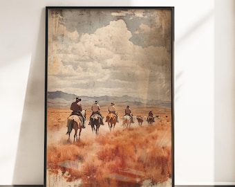 Rustic Western Wall Art - Vintage Western Cowboy Poster - Wild West Art Decor - Western Ranch Poster Print - Cowboy Wall Art - Western Decor