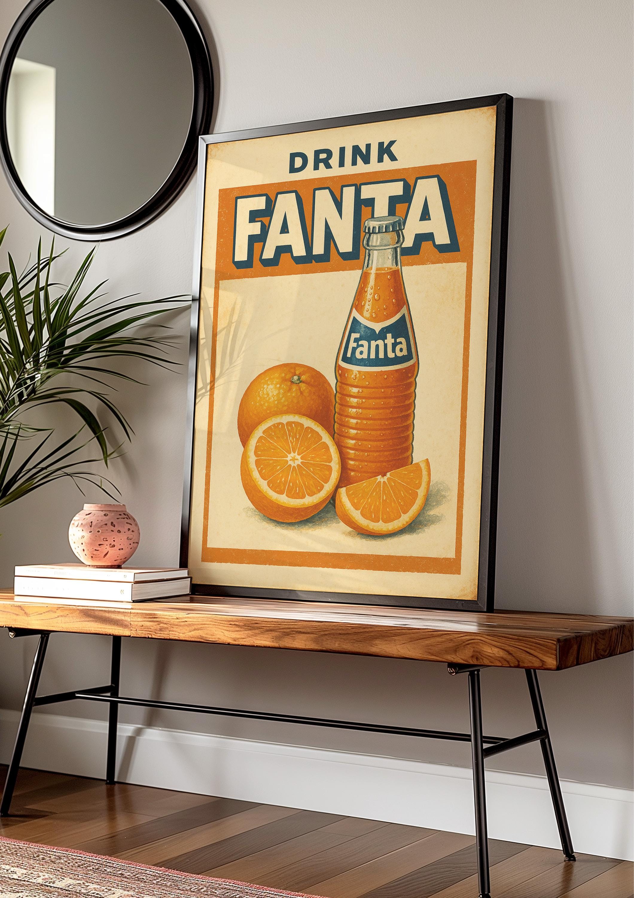 Retro Orange Fanta Poster - Vintage Fanta Advertisement Wall Art