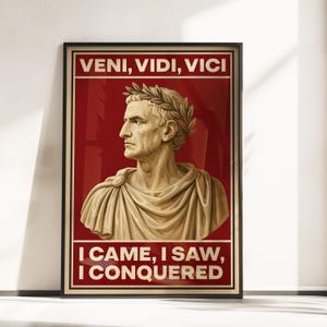 Retro Julius Caesar Poster - Roman Empire Wall Art - Veni Vidi Vici Poster - Julius Caesar Vintage Print - Ancient Rome Art - Rome Decor