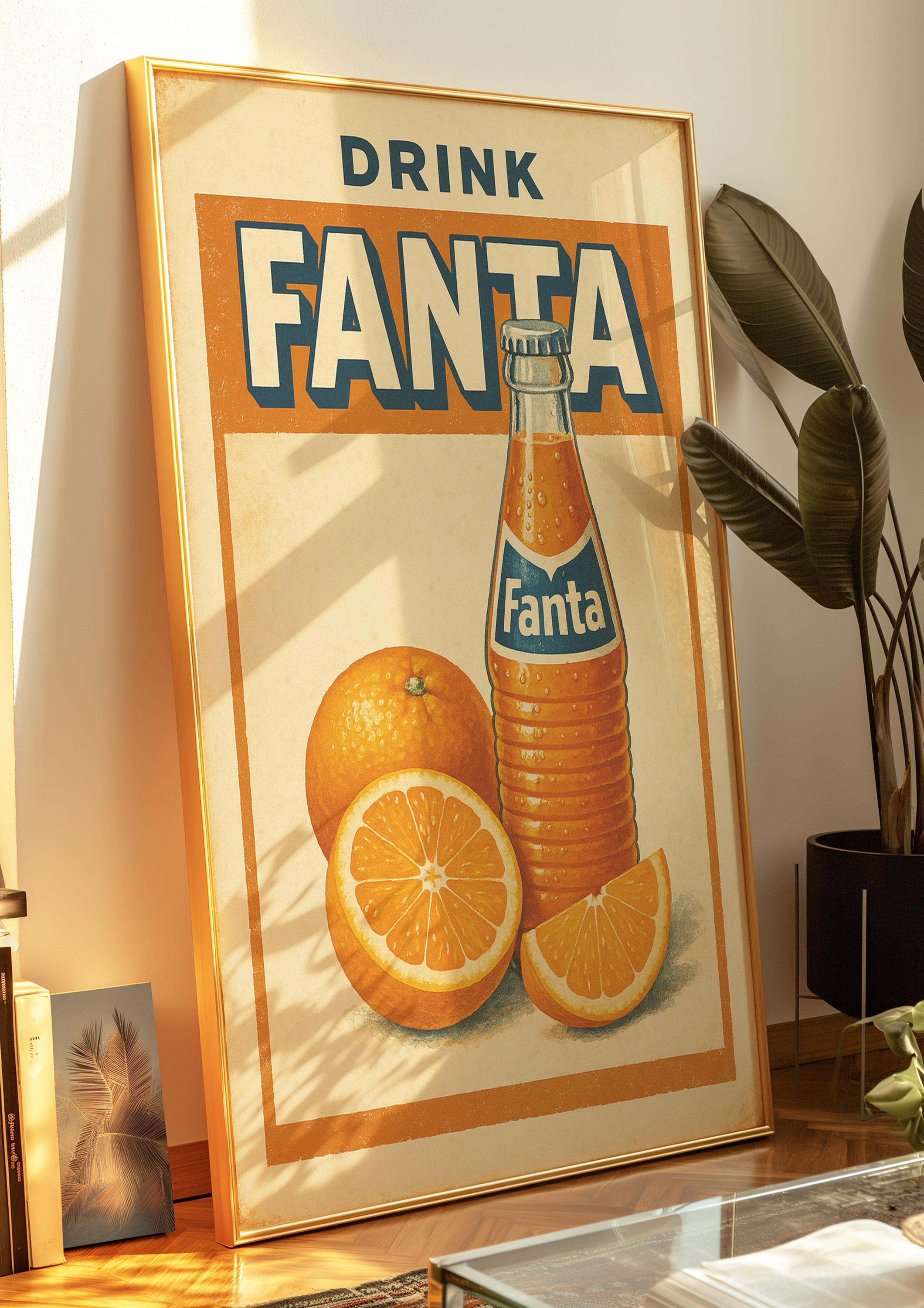 Retro Orange Fanta Poster - Vintage Fanta Advertisement Wall Art