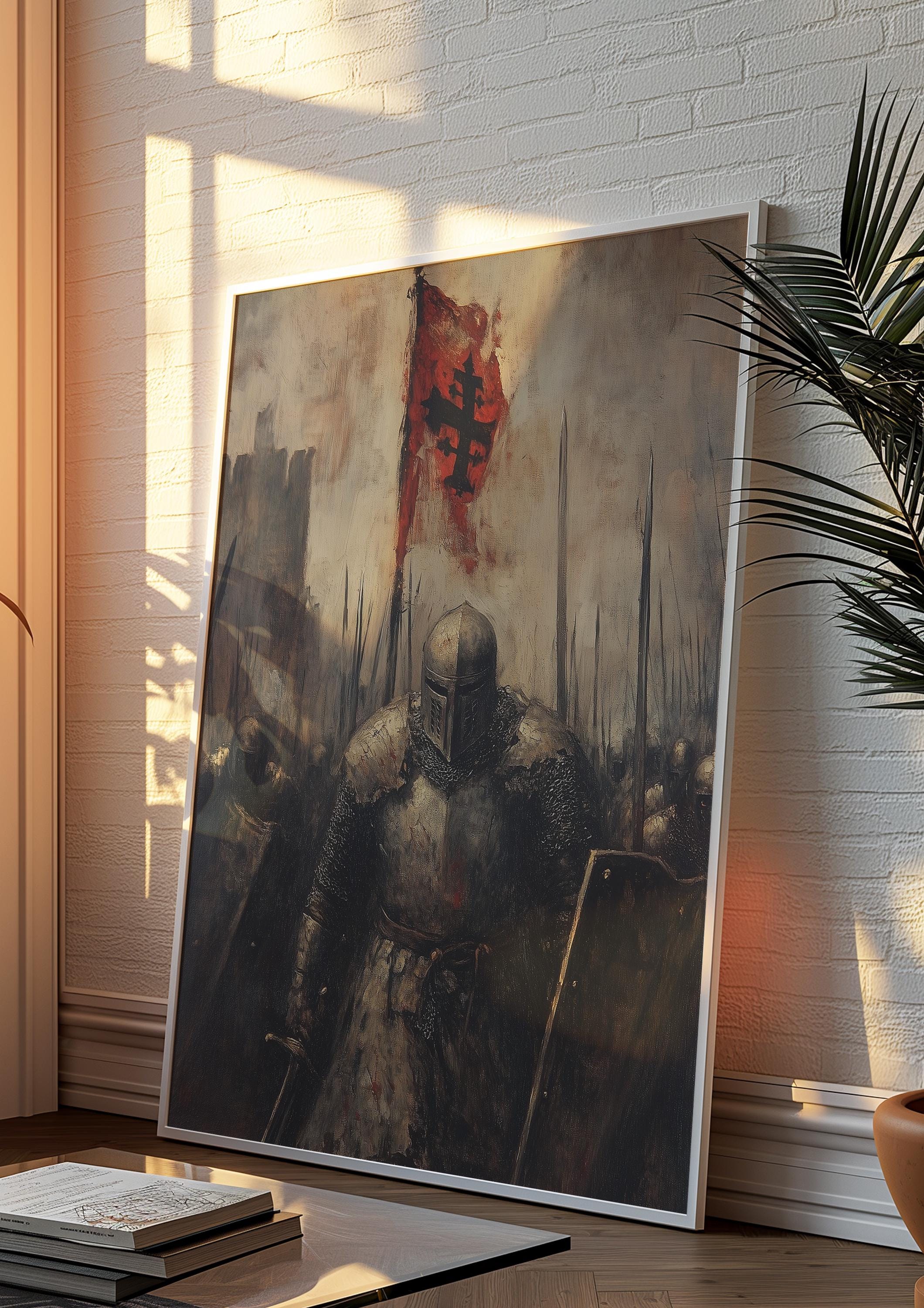 Medieval Crusader Knight Battle Art Print - Knights Templar Art Poster ...