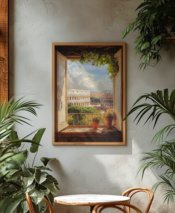 Window to Ancient Rome Poster, Stunning Roman Cityscape, Colosseum