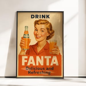 Vintage Fanta Poster Print - Retro Fanta Advertisement Wall Art - 1950s Style Wall Decor - Orange Fanta Merchandise - Fanta Poster - Fanta