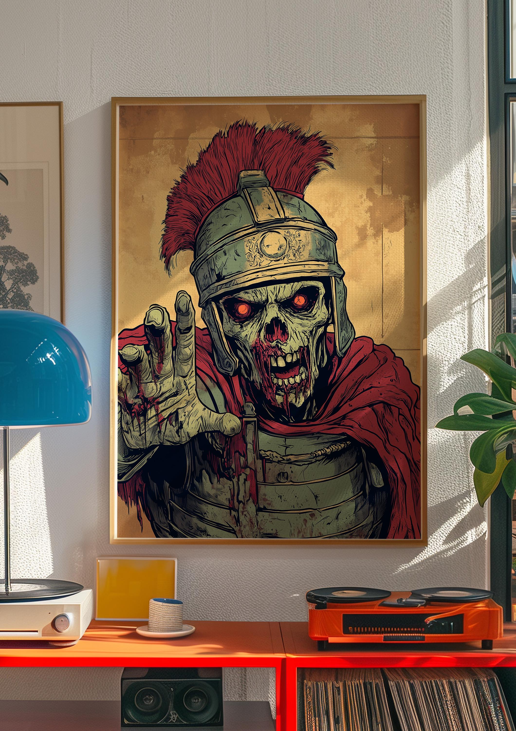 Roman Zombie Poster - Zombie Gladiator Wall Art - Zombie Roman Soldier ...