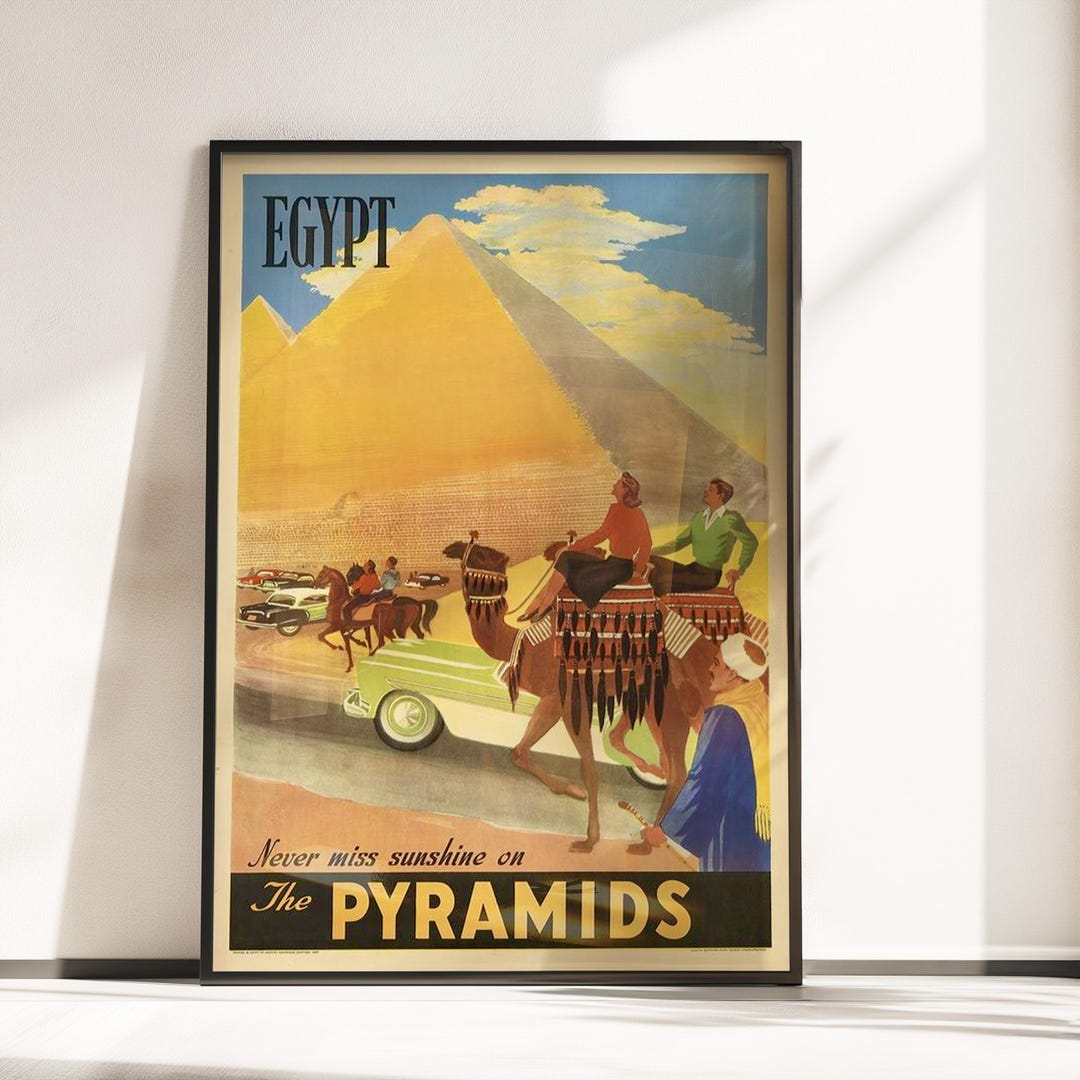 Vintage Egypt Travel Poster - Pyramids Wall Art Print - Retro Egyptian ...