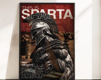 Dies ist Sparta Poster - Spartanischer Krieger, Wandkunst, antikes griechisches Kriegerdekor, spartanisches Geschichtsposter, Kunst im Gladiator-Stil