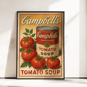 Campbells Soup Vintage Poster - Retro Kitchen Wall Art - Campbells Soup Advertisement Poster - Campbells Soup Retro Poster - Kitchen Decor