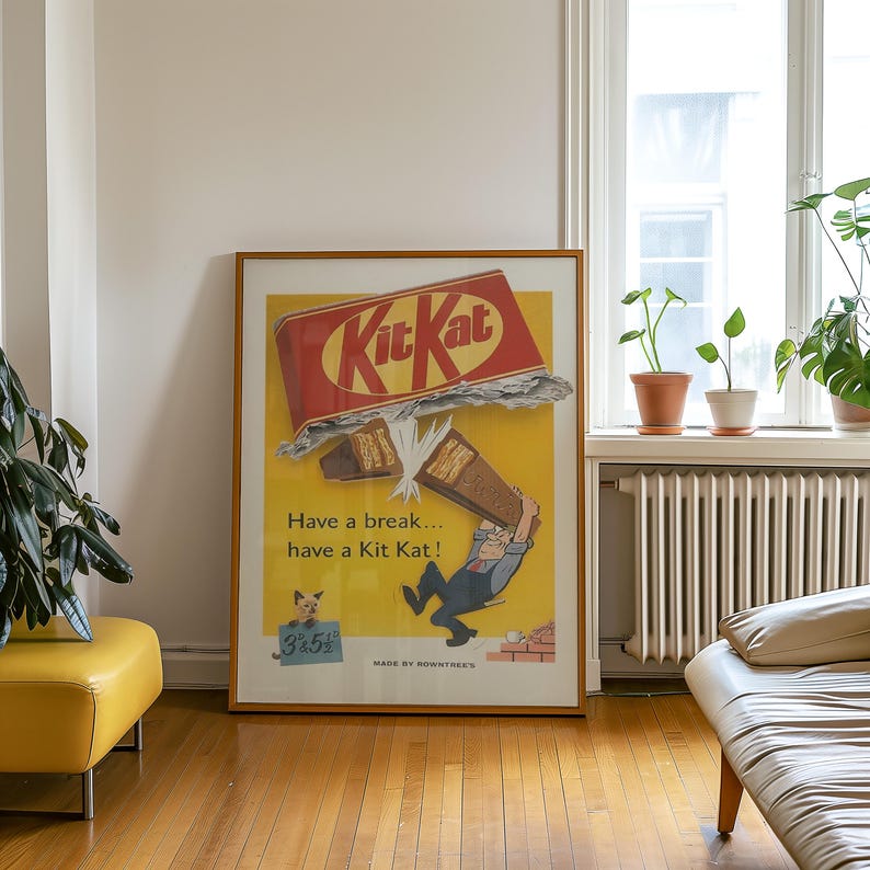 Vintage Kit Kat Poster Print Retro Chocolate Advertising Wall Art vintage-kit-kat-poster-print-retro-chocolate-advertising-wall-art