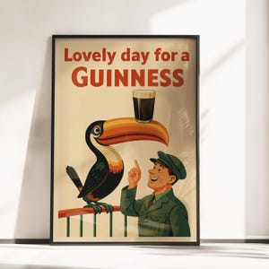 Vintage Guinness Poster Print – Retro Beer Ad - Vintage Beer Poster - Retro Beer Poster - Man Cave Decor - Pub Decor - Guinness Wall Art
