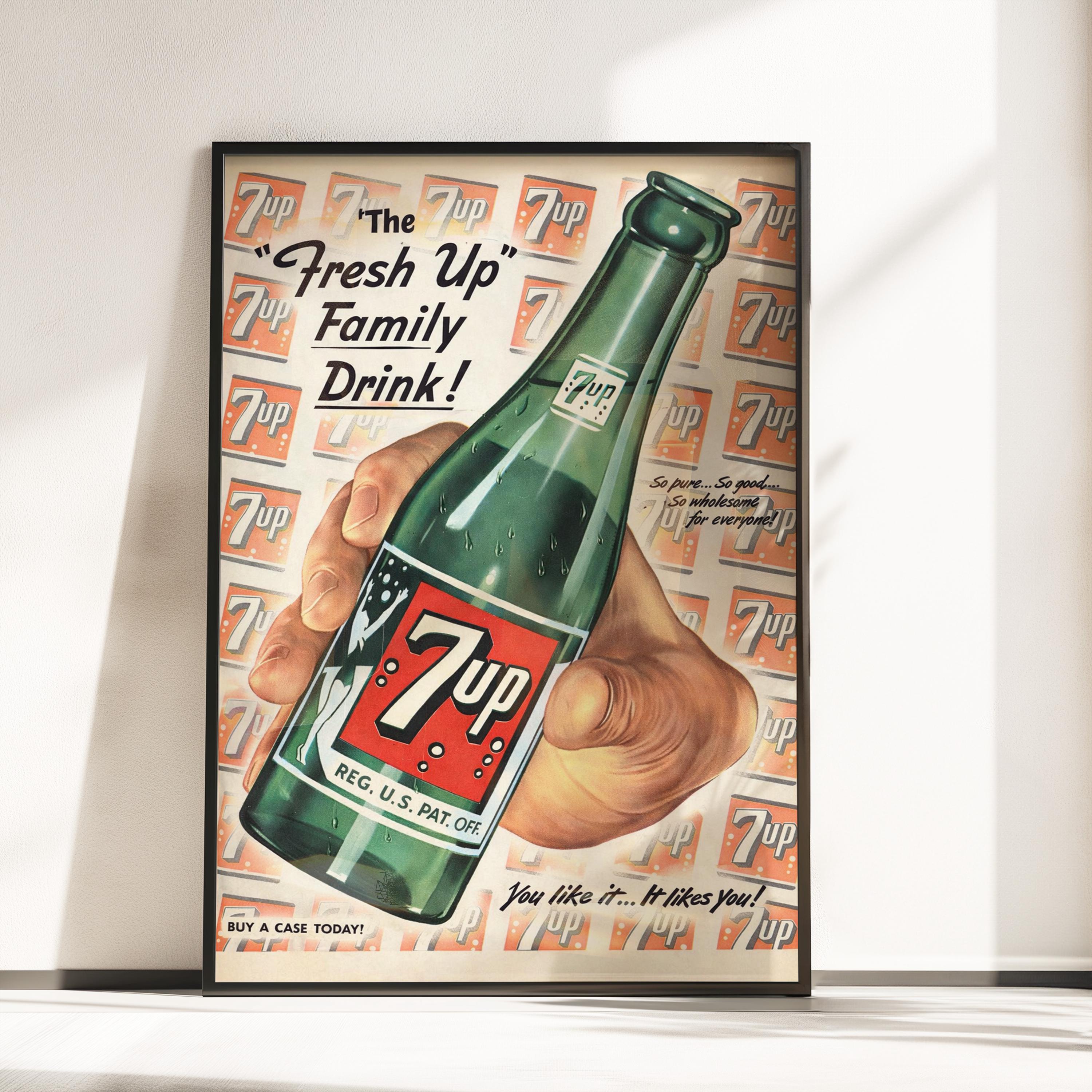 セブンアップ　ポスター 7UP セブンアップ 1960年代 アメリカ ヴィンテージ 広告 額付 ポスター
