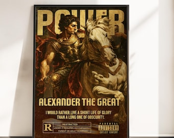 Alexander The Great Poster - Bold Alexander The Great Wall Art - Historical Greek Warrior Art - Motivational Quote Poster Print