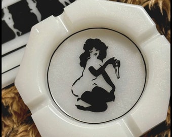 Vintage 1950s Tin Advertising Pinup Girl Ashtrays - Vaughn Bass - Etsy