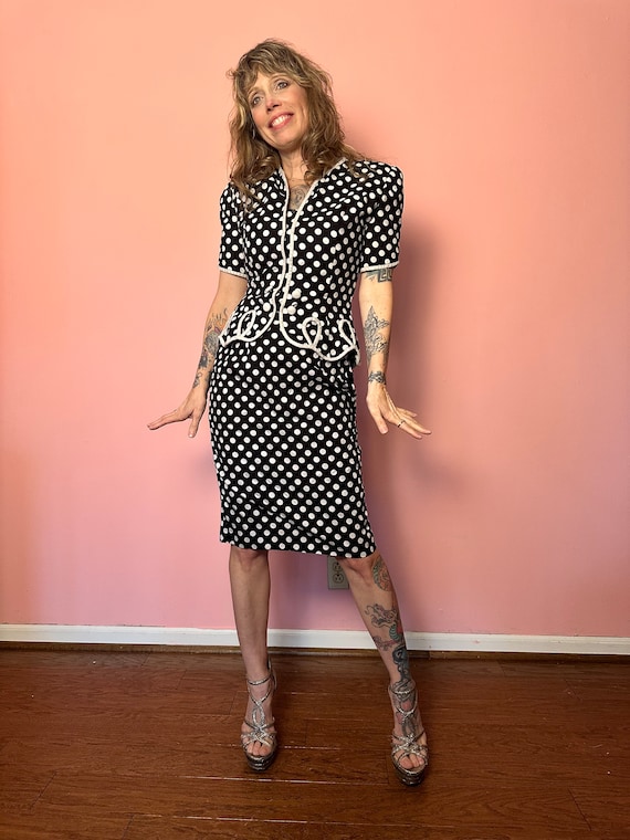 Lillie Ruben polka dot dress suit