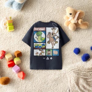 Cartoon kinder T-shirt | Trendy zomertop met korte mouwen | Leuk casual T-shirt met ronde hals | Uniseks baby- en peutershirt | 9 M–6Y