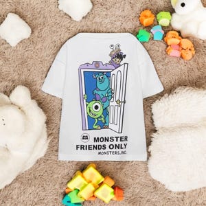 White Cartoon Baby T-Shirt | Summer Short Sleeve Loose Fit Tee | Lightweight Cotton Look | Boys & Girls | 9M–6Y