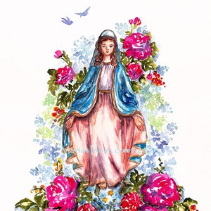 Religious wall art, Blessed Mother, Mother Mary, Religious art, Catholic art, spiritual art, Blessed Mother print, Marias Ideas Art