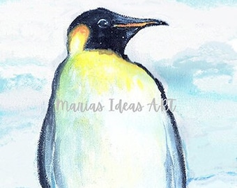 Penguin art, Penguin in snow, Cute penguin, nursery art, animal art, penguin print, Marias Ideas Art, national aviary