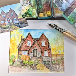 Personalized House Portraits, watercolor art, House warming gift, Wedding gift, Personalized Gifts , Marias Ideas Art,