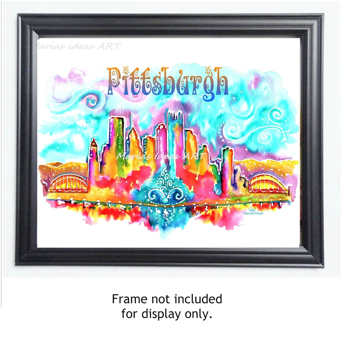 Pittsburgh Art, Skyline, Pittsburgh Wall Art, Pittsburgh Proud, Pittsburgh Print, Marias Ideas