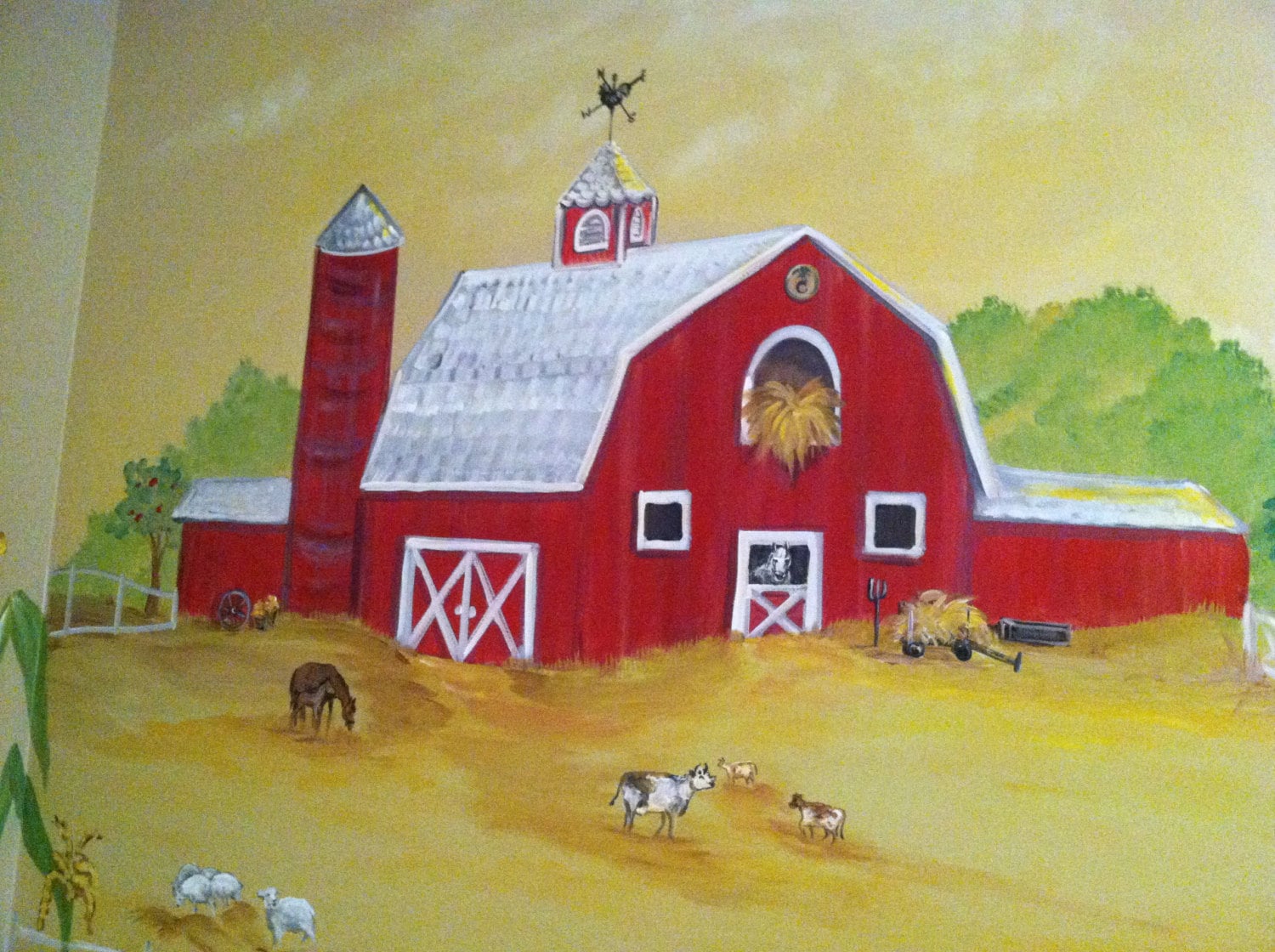 Estimate for Red barn farm mural Nursery Art Country Barn Etsy